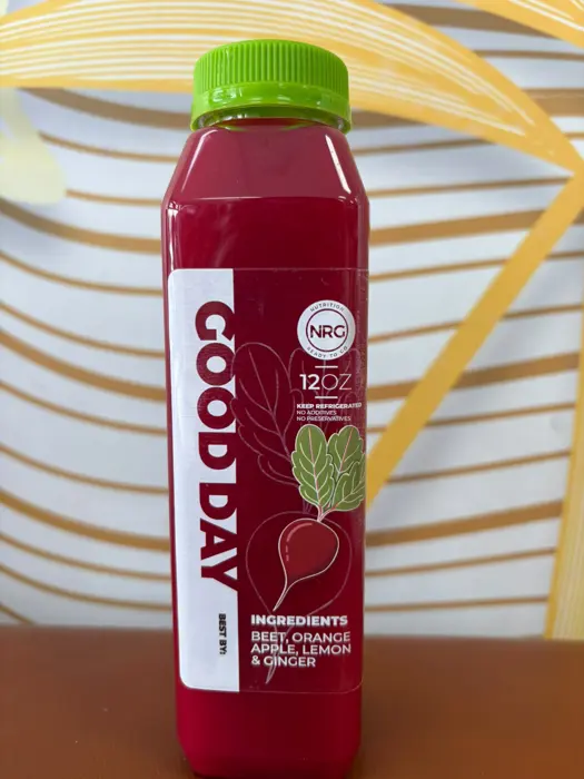 Good Day beet juice bottle