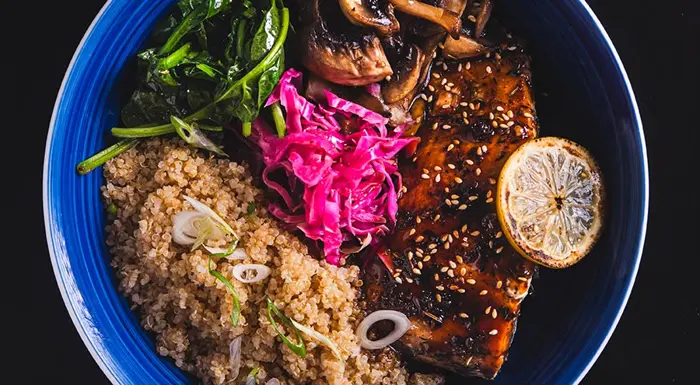 Salmon quinoa bowl