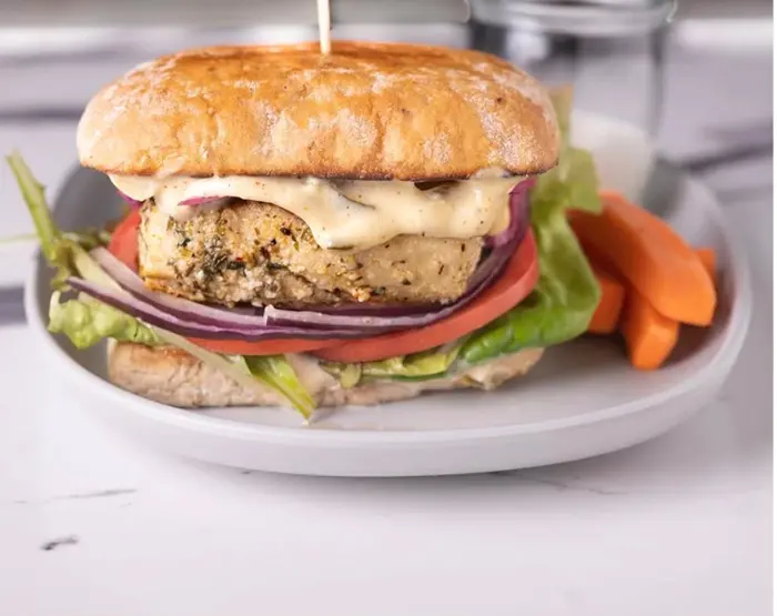 Veggie burger on ciabatta